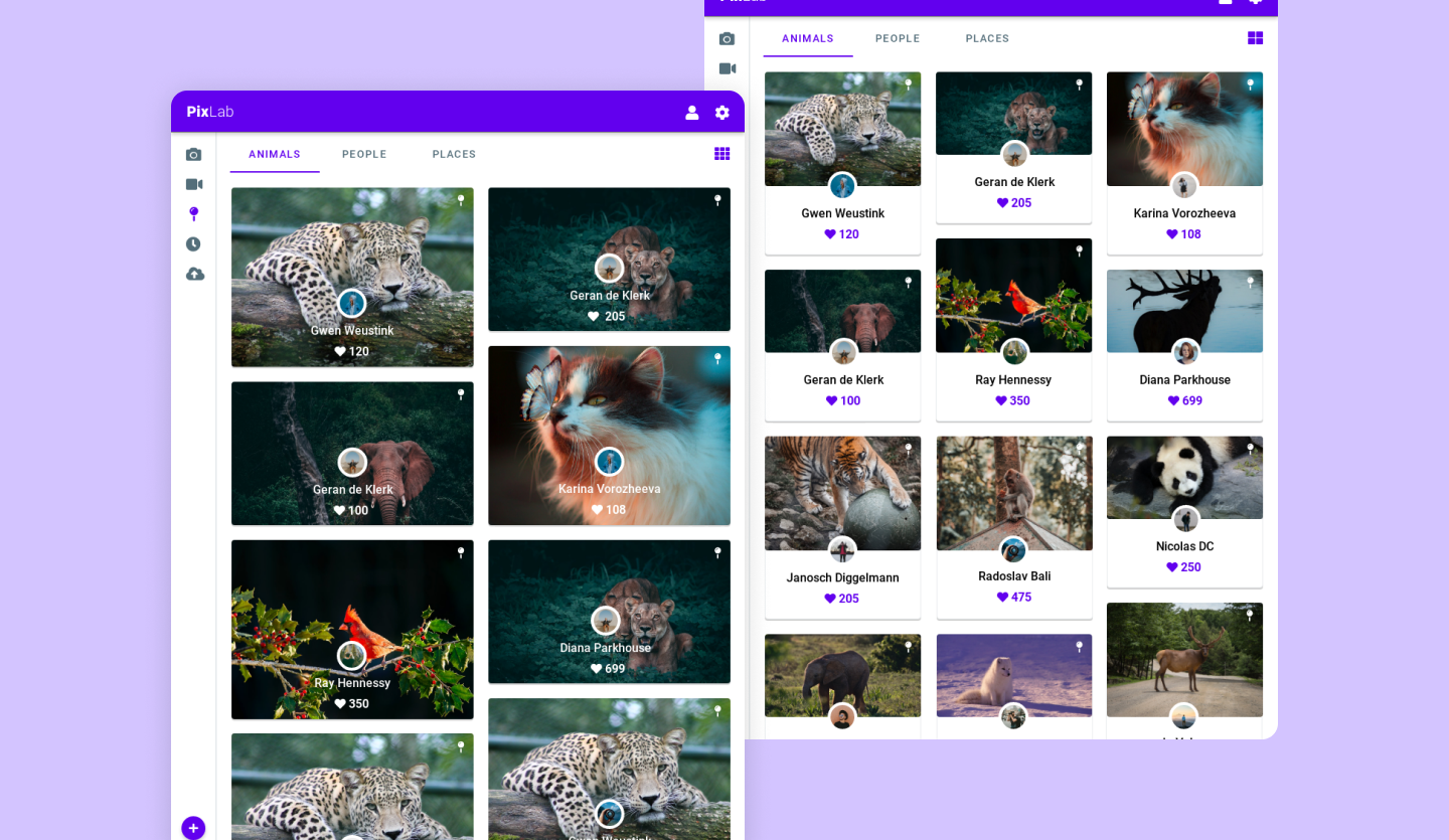 material design lite tablet app template