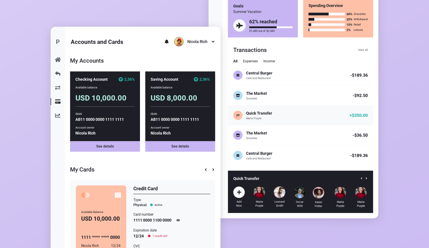 banking tablet app design template