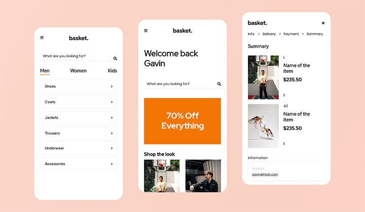 clothing shopping app example project image