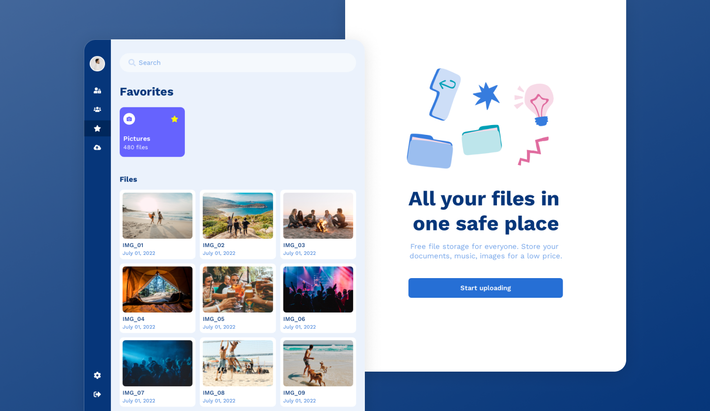 cloud storage tablet app design template
