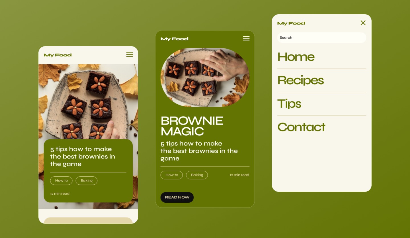 Food blog mobile app template