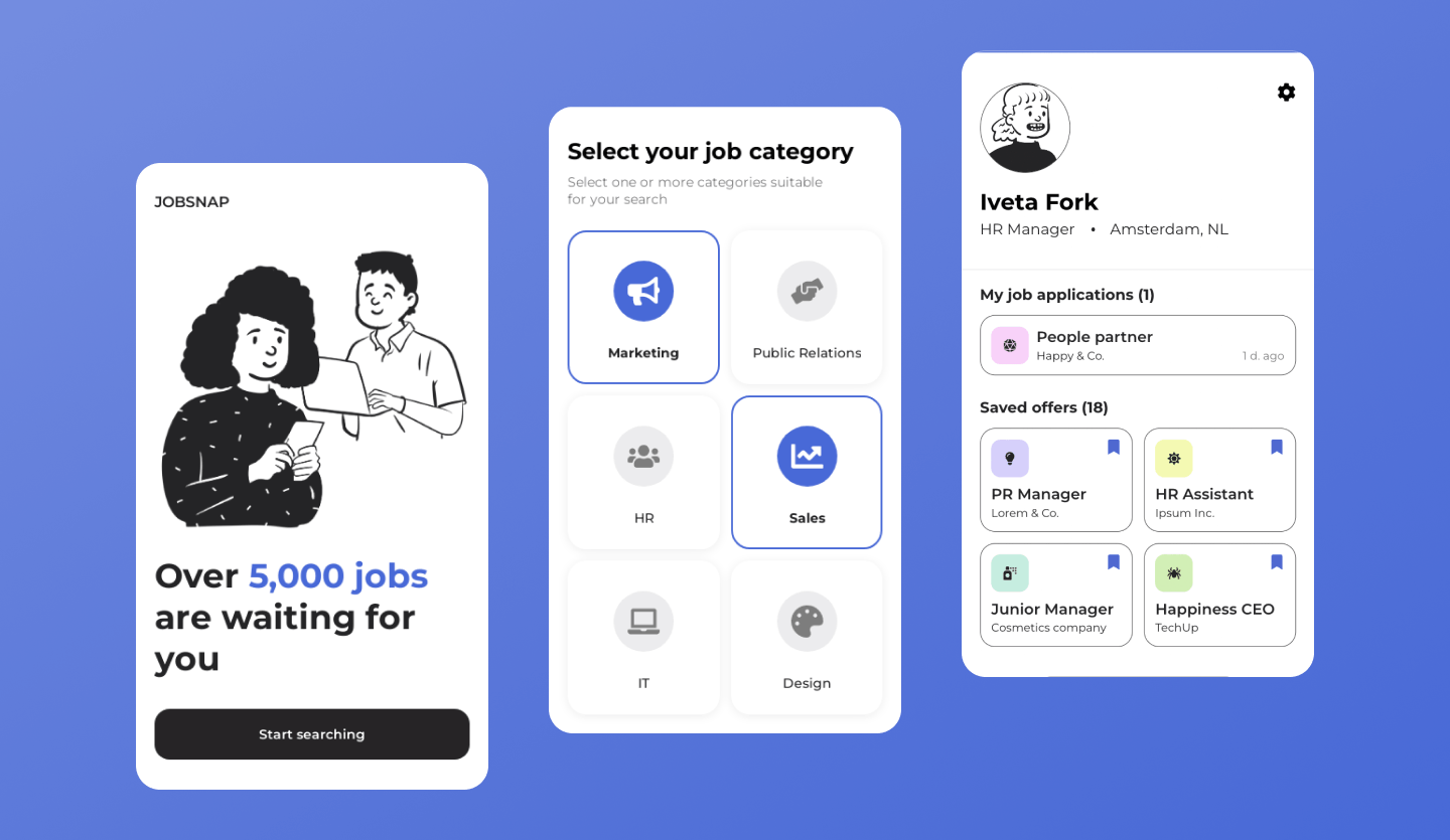 job mobile app design template