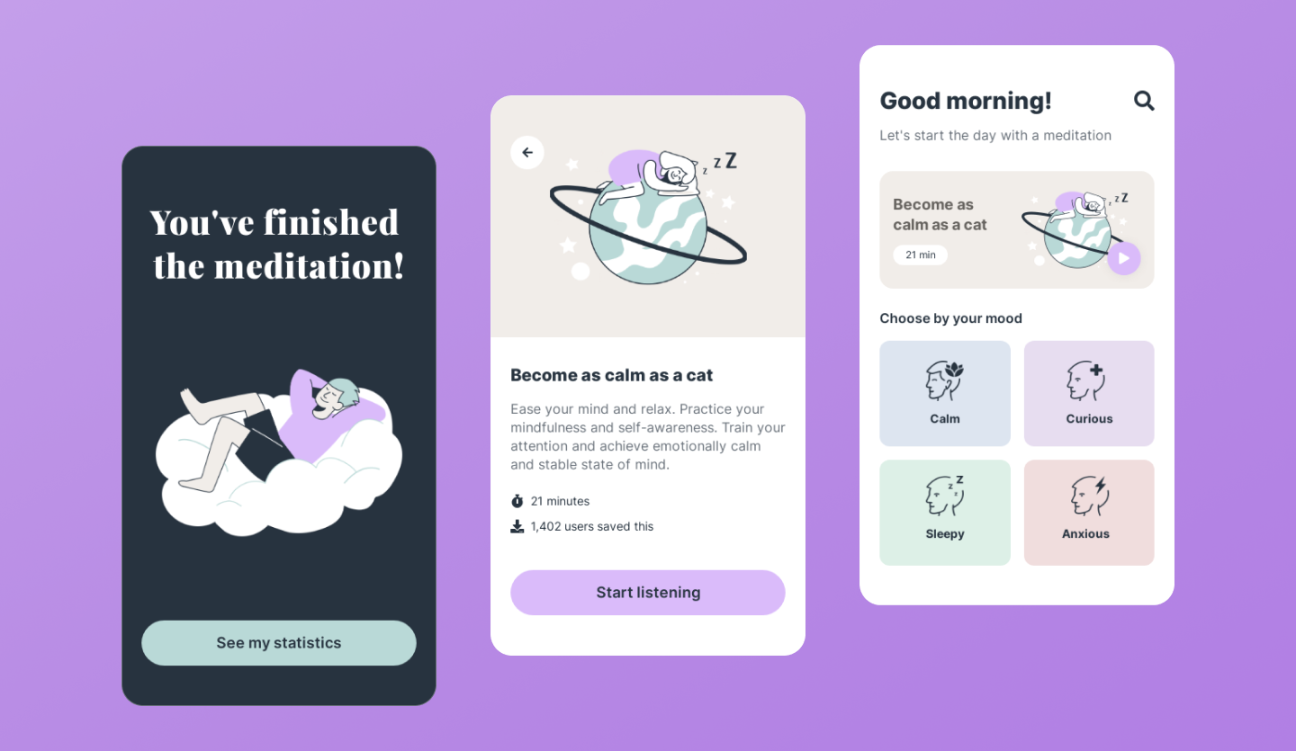 meditation mobile app design template