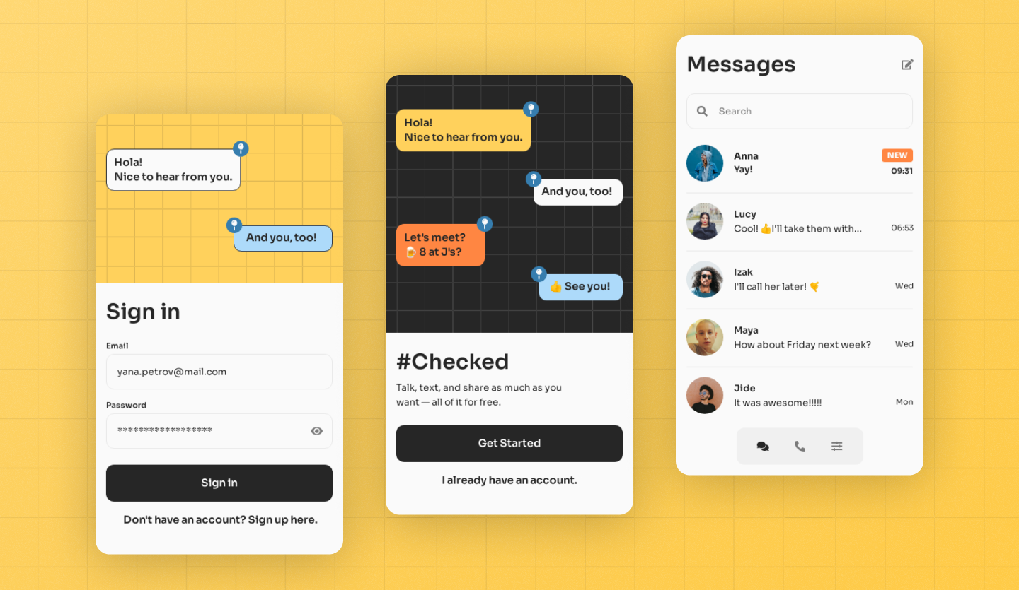 instant messaging app design template