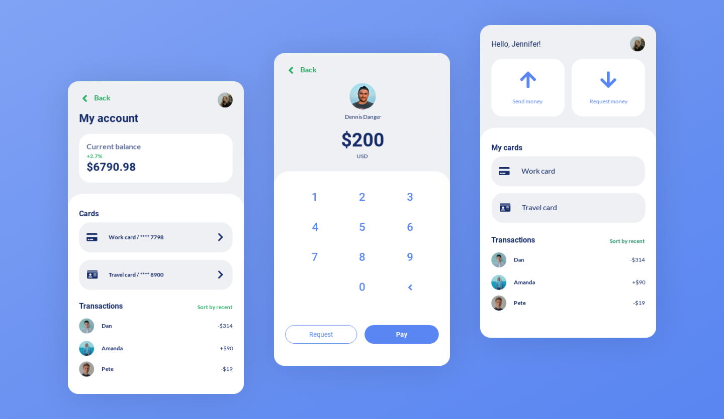 money transfer mobile app design template