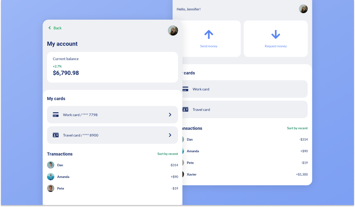 money transfer tablet app design template