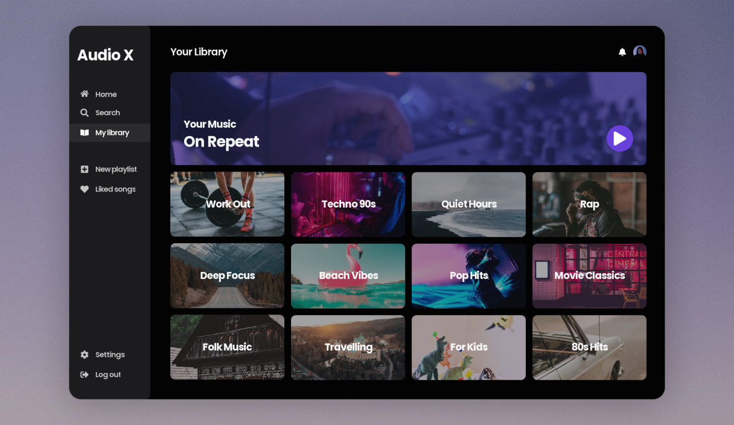 music streaming website design template