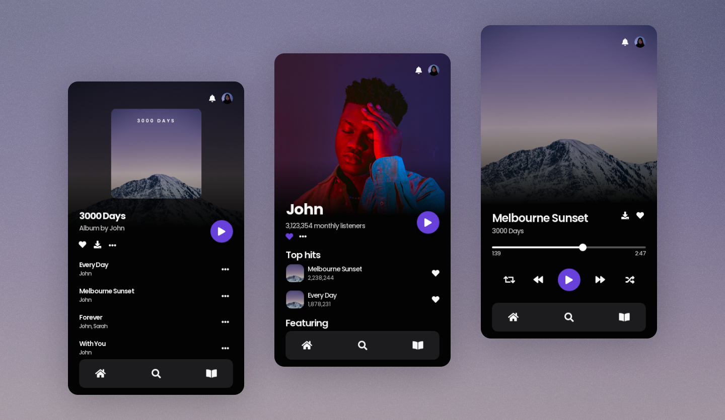 music streaming mobile app design template