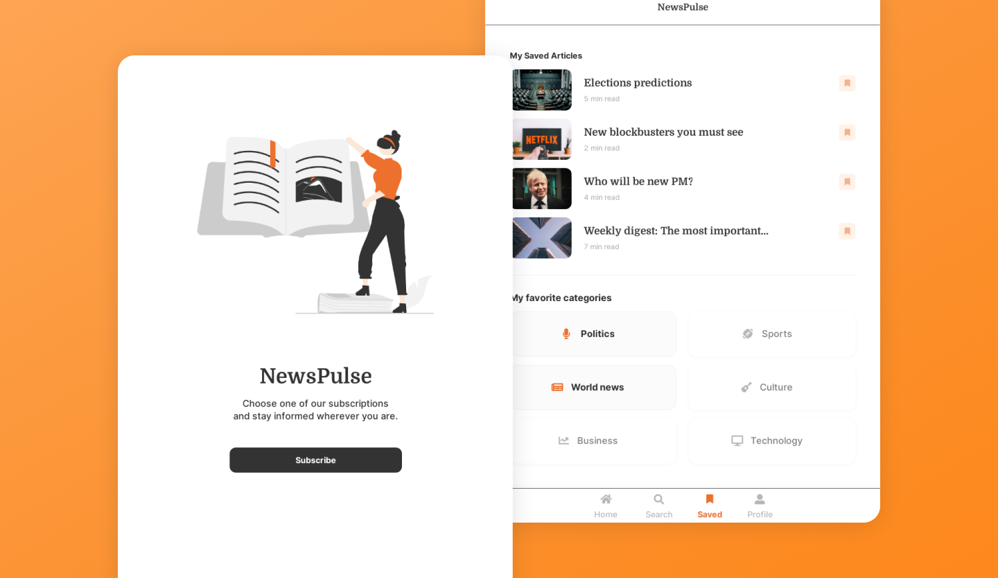 news feed tablet app design template