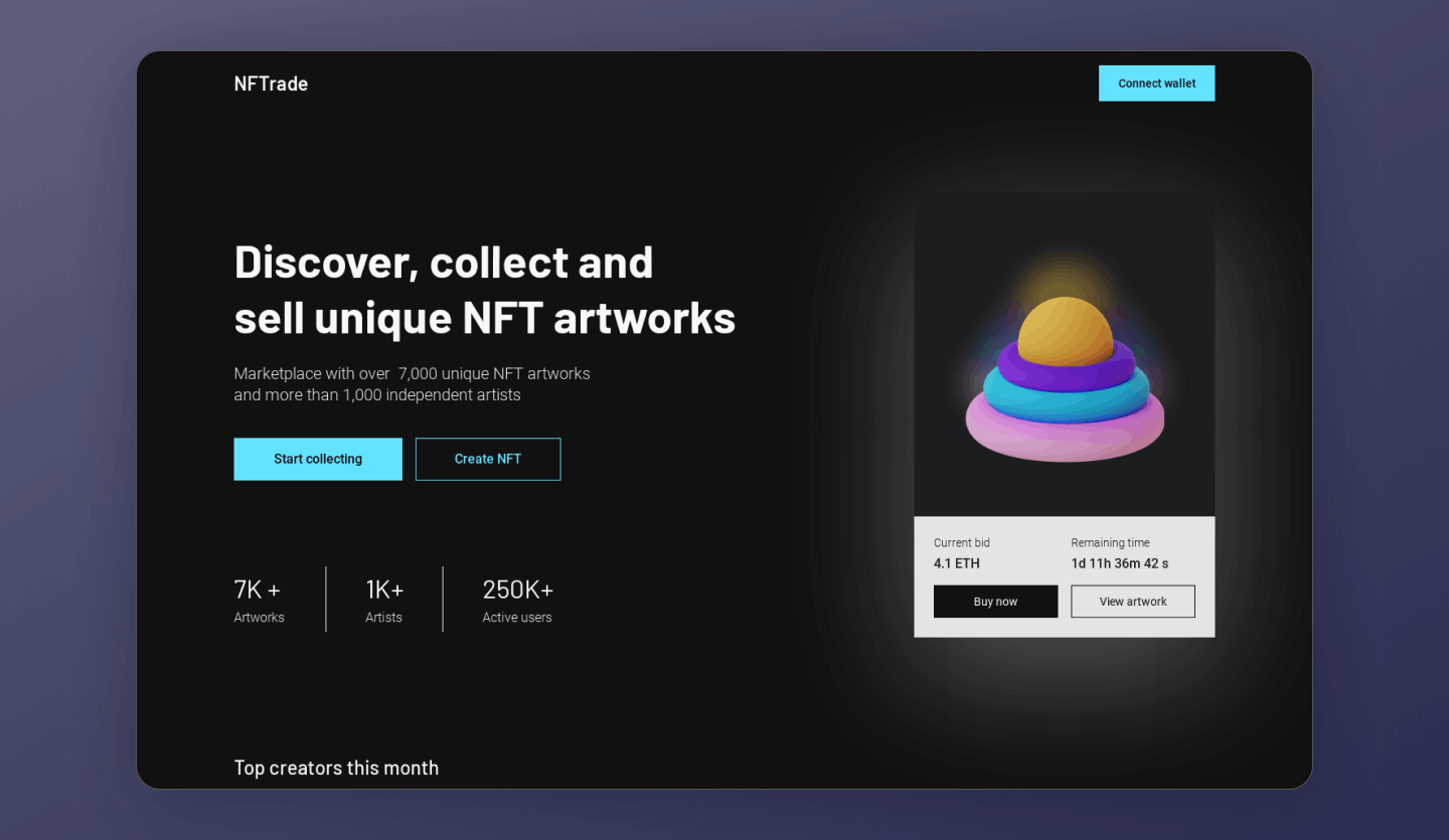 nft marketplace website design template