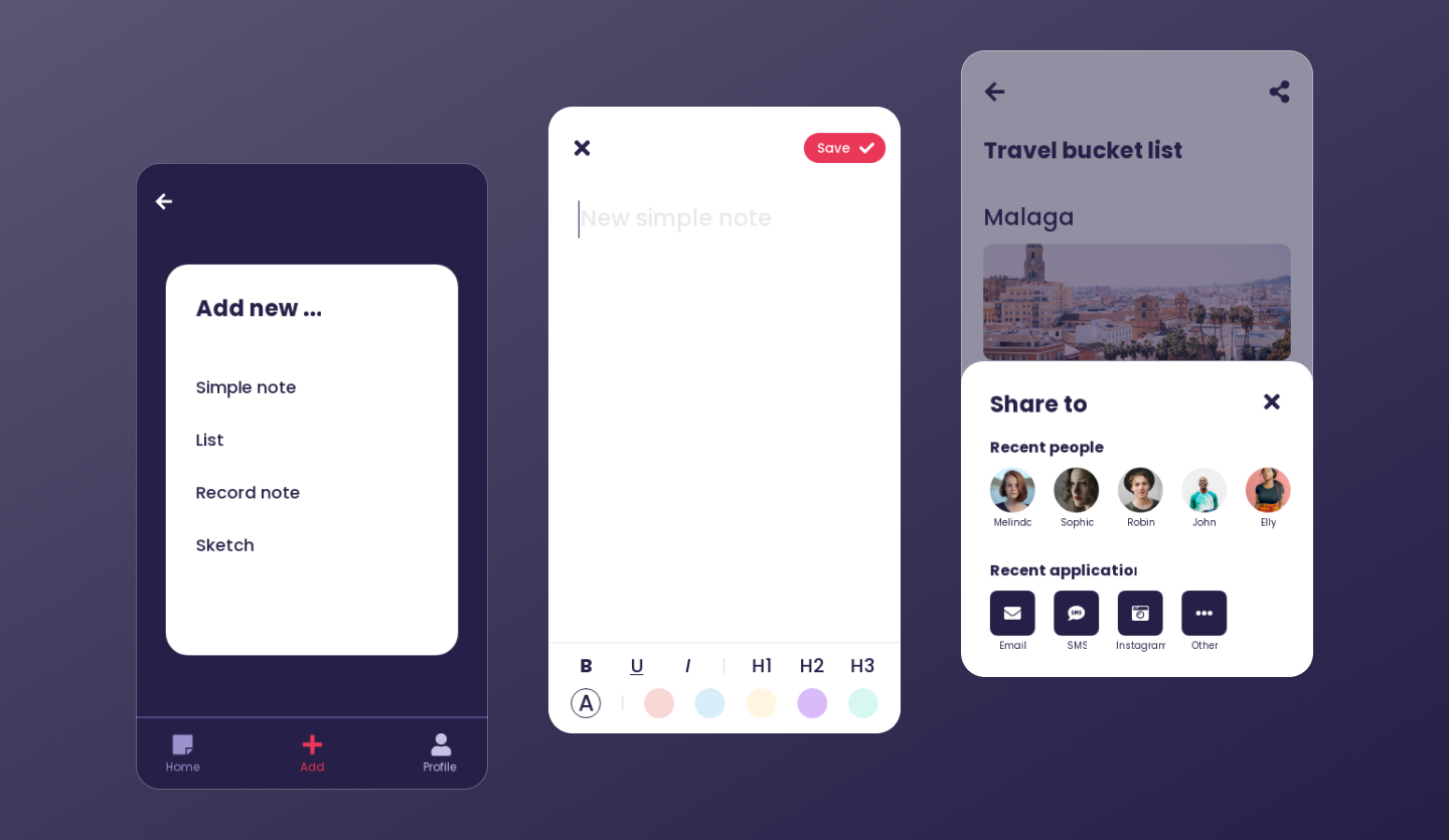 notes mobile app design template