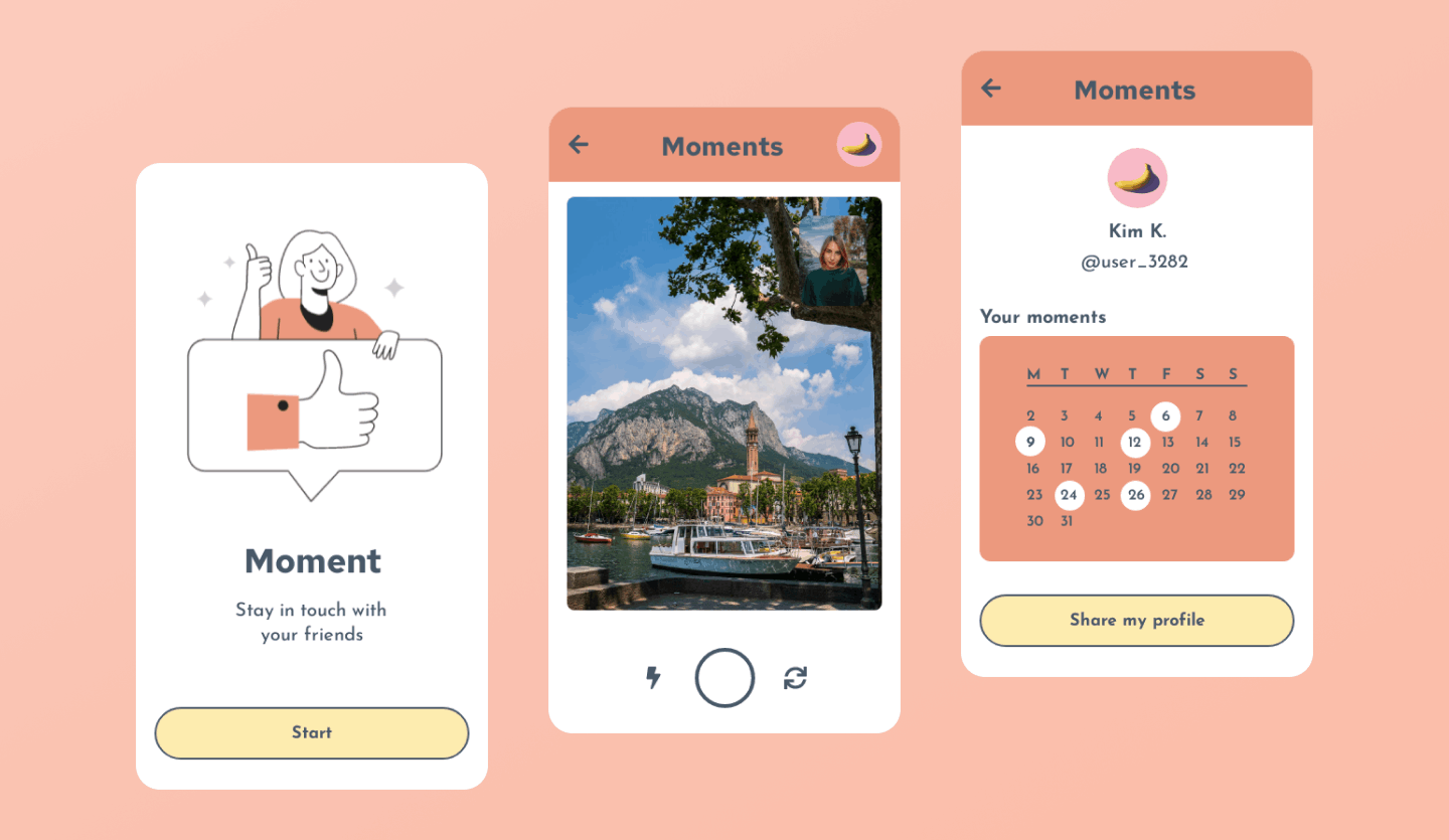 photo sharing social media mobile app design template