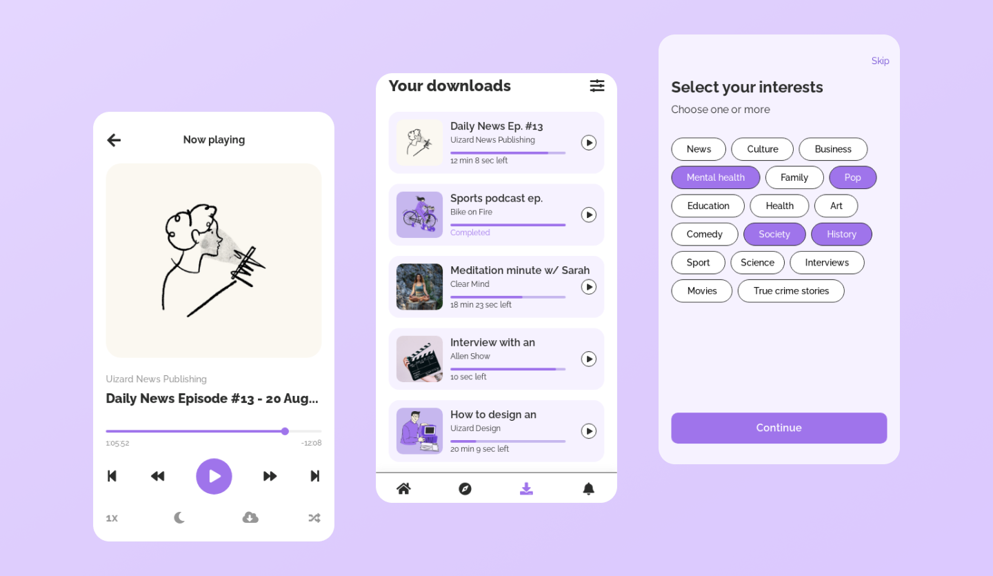podcast mobile app design template