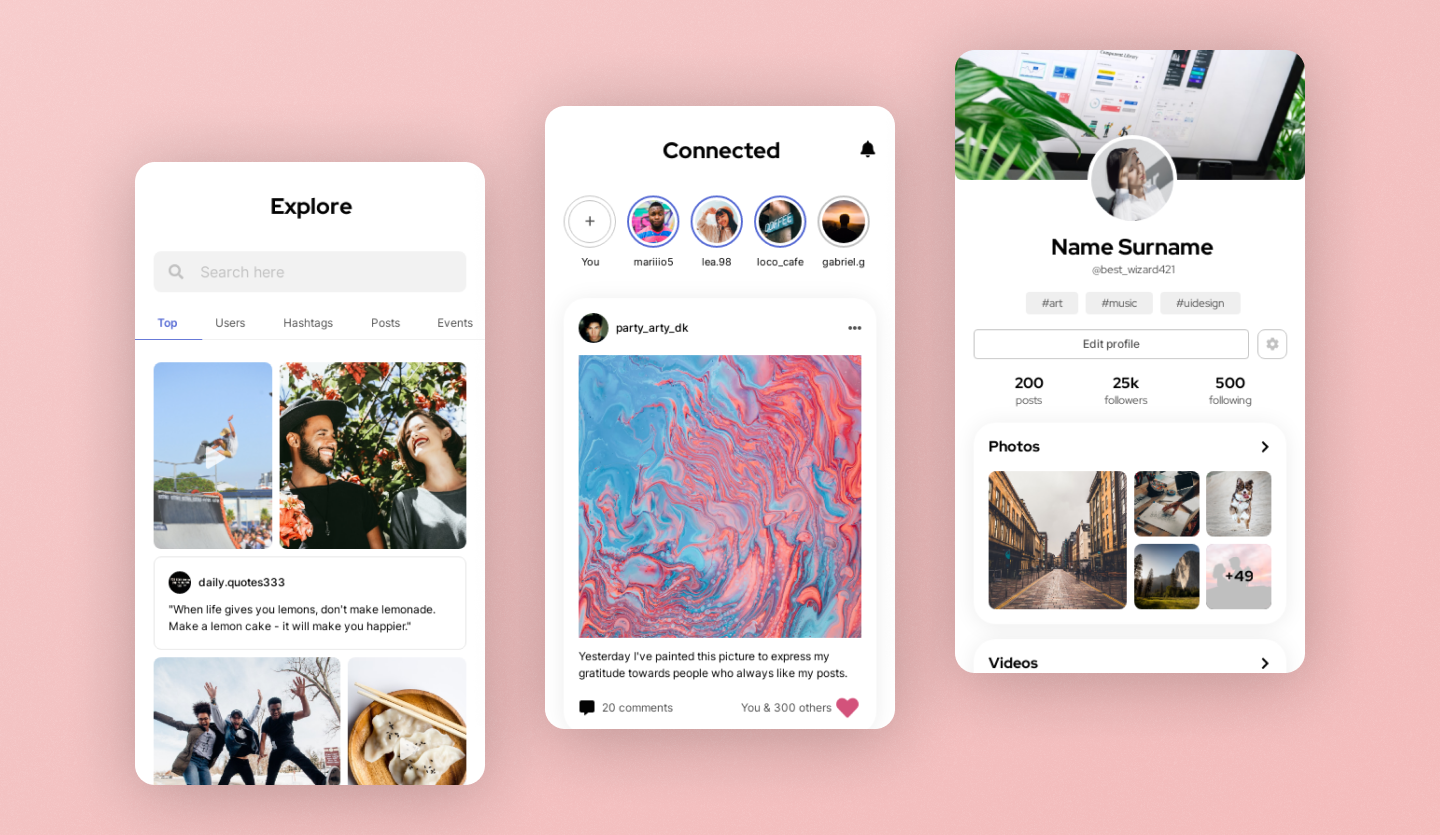 social media mobile app design template