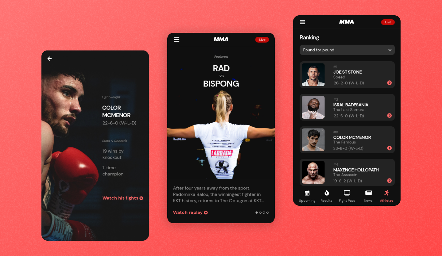 sport mobile app design template