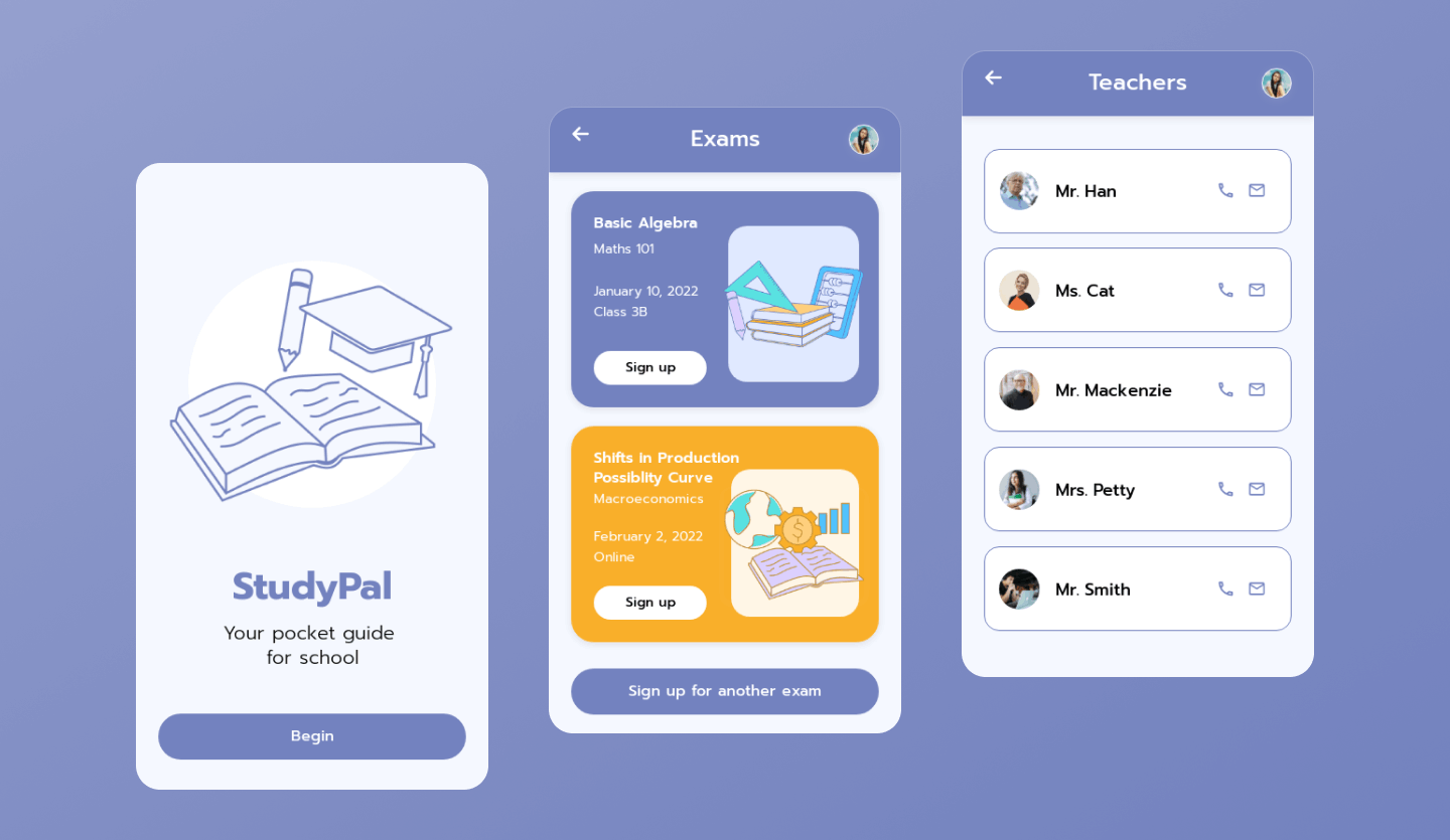 Study mobile app design template