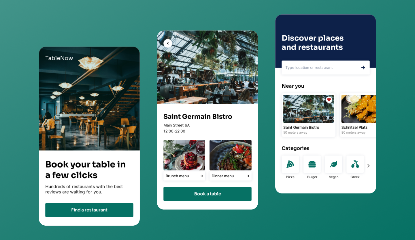 table booking mobile app design template