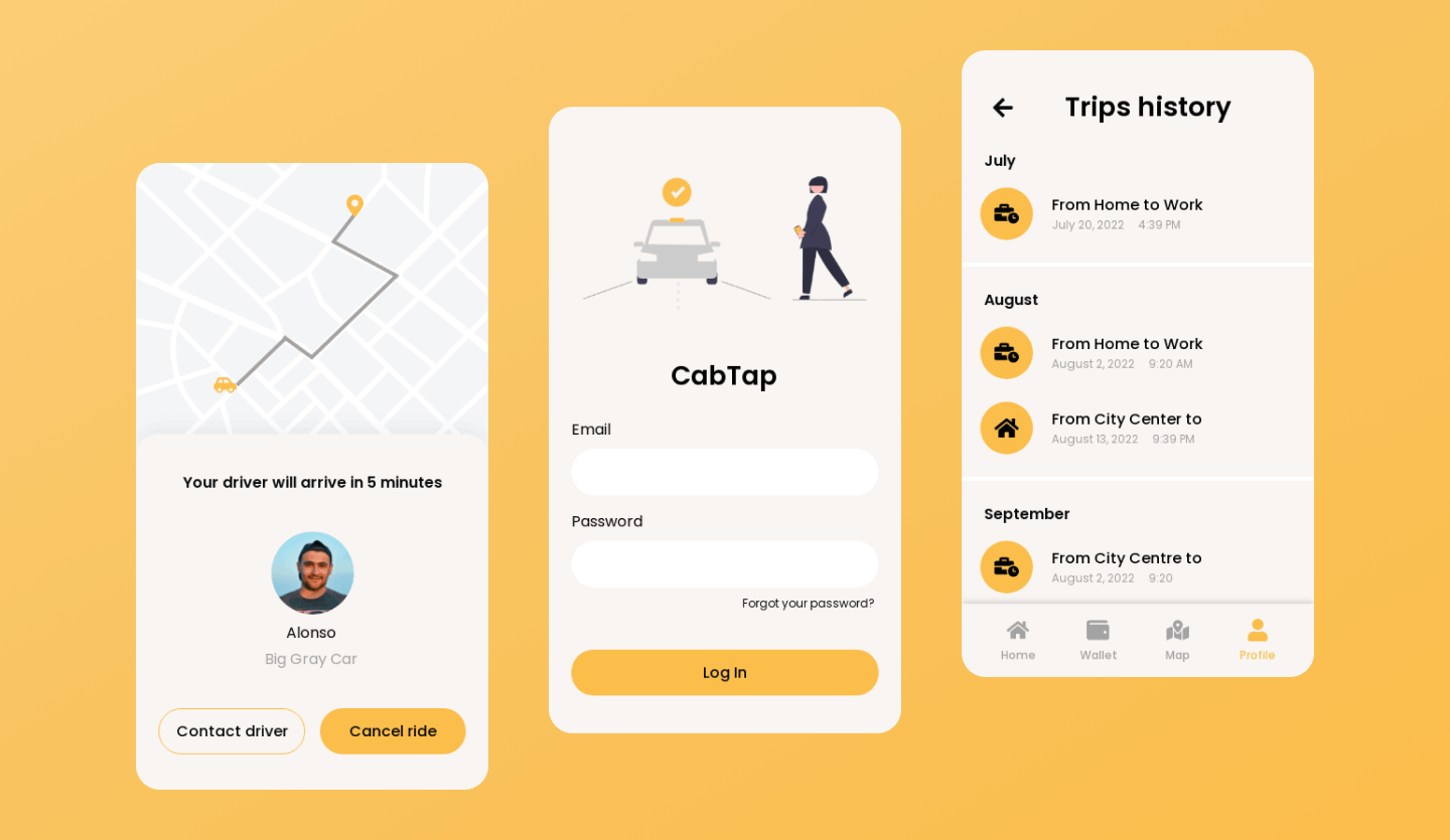 taxi booking mobile app design template