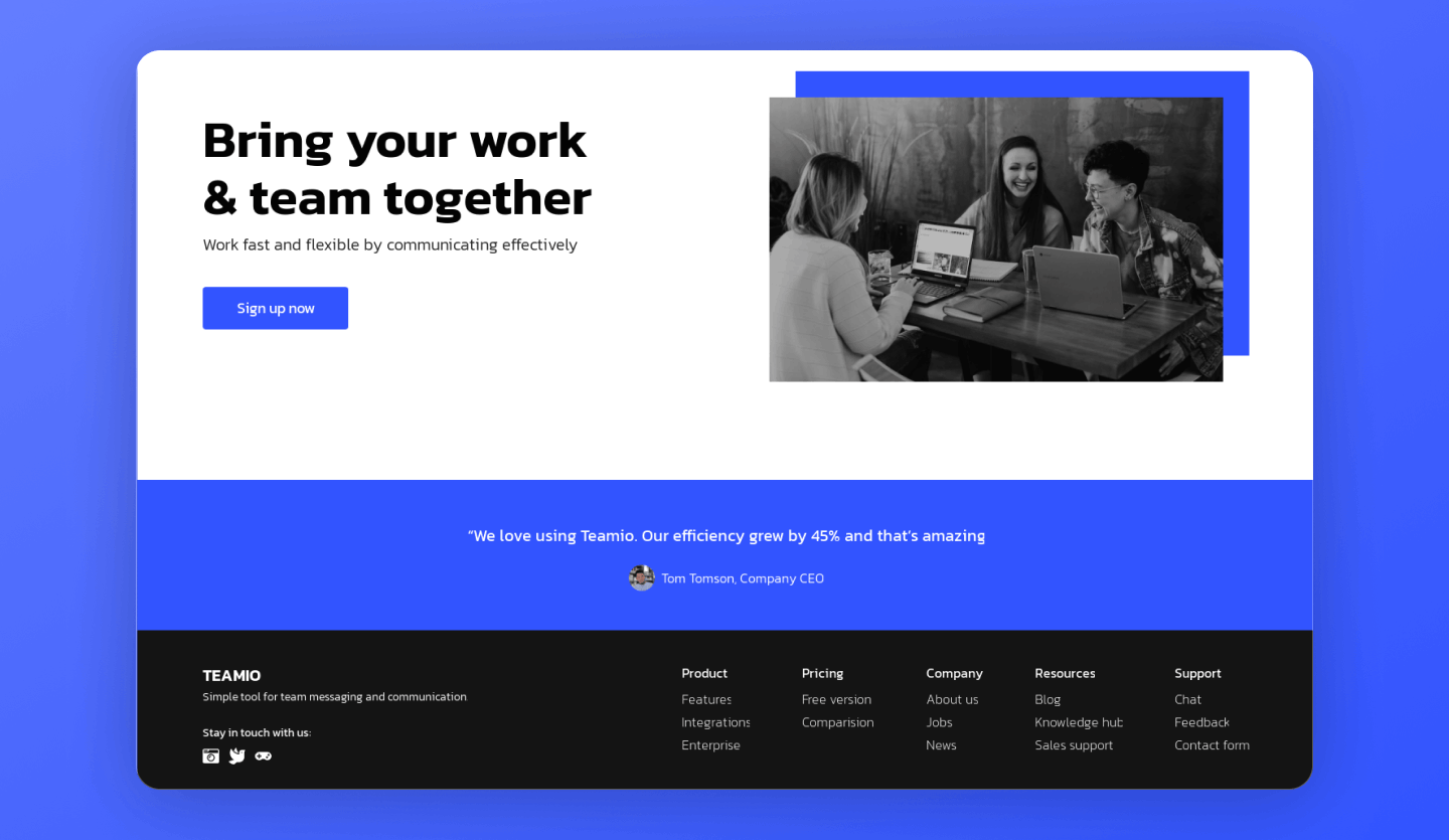 team messaging website design template