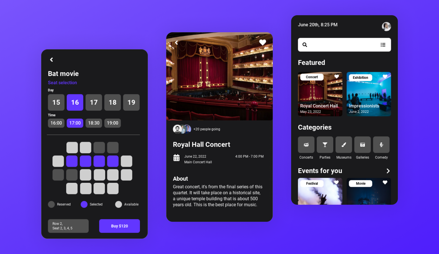 event booking app template