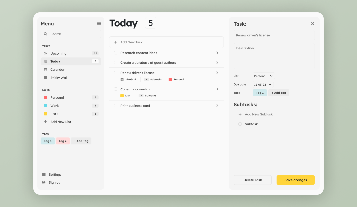 to do list website design template