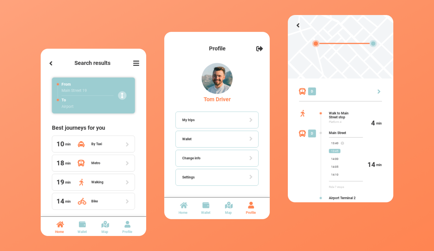 transport mobile app design template