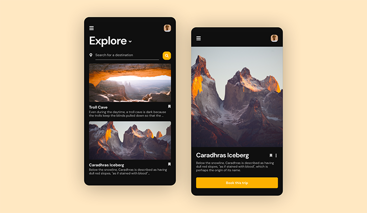 travel mobile app design template