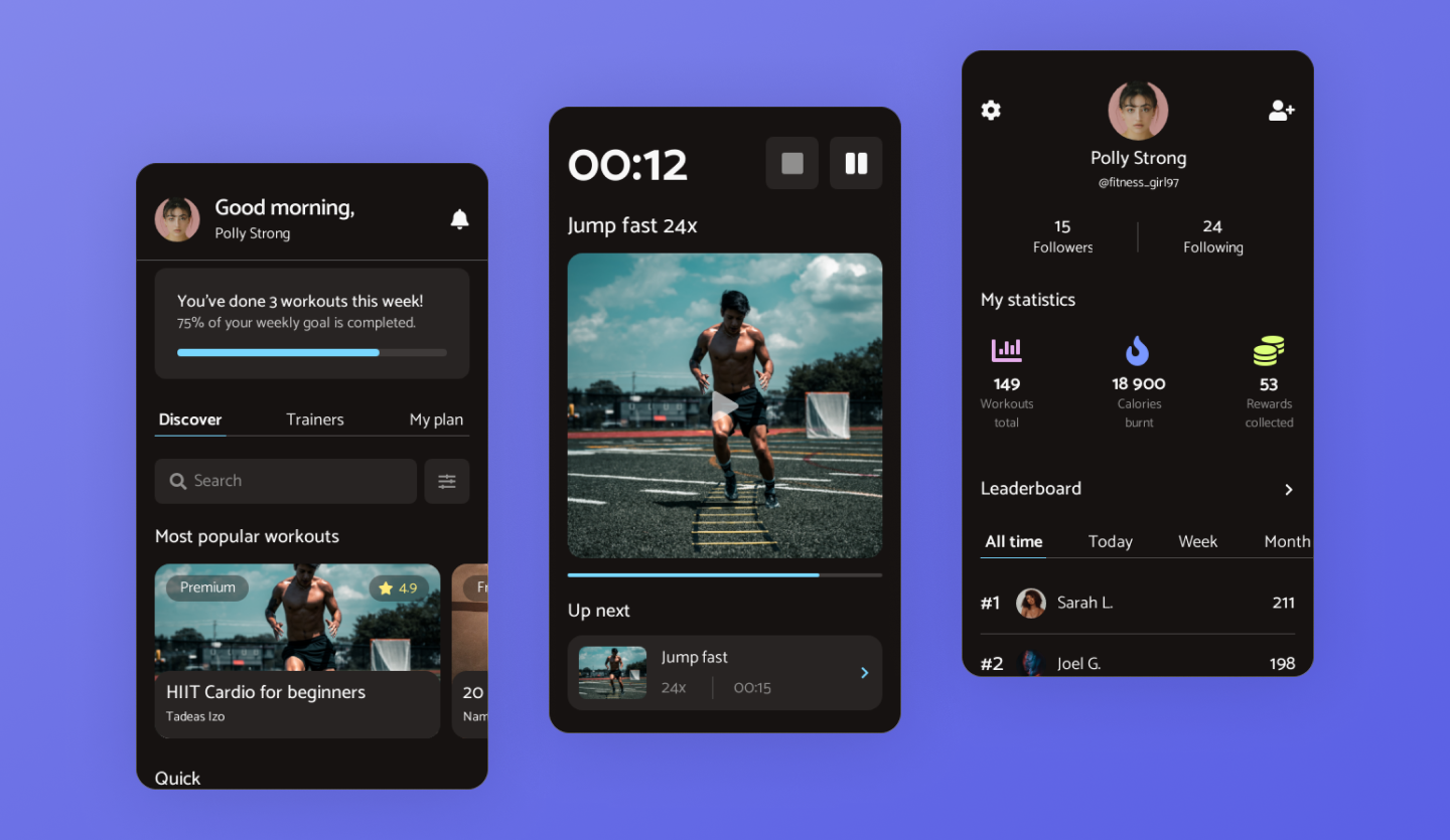 mobile fitness app template