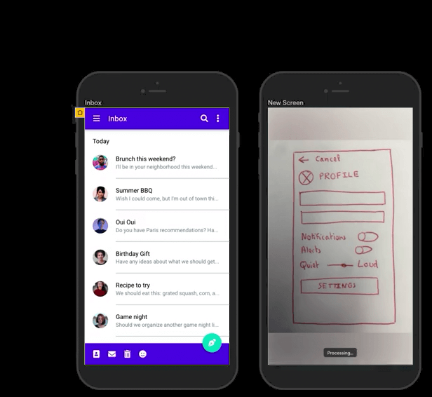 Video of rendering a design as a low-fi wireframe or as a high-fi mockup